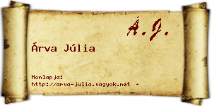 Árva Júlia névjegykártya