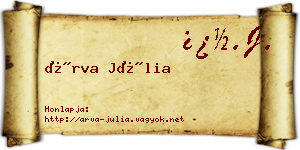 Árva Júlia névjegykártya